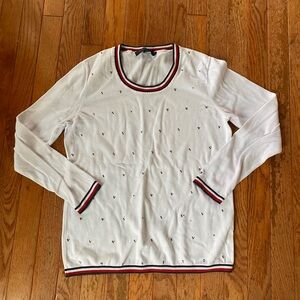 white blue and red sparkle Tommy Hilfiger long sleeve top